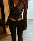 Black lace ballet wrap top