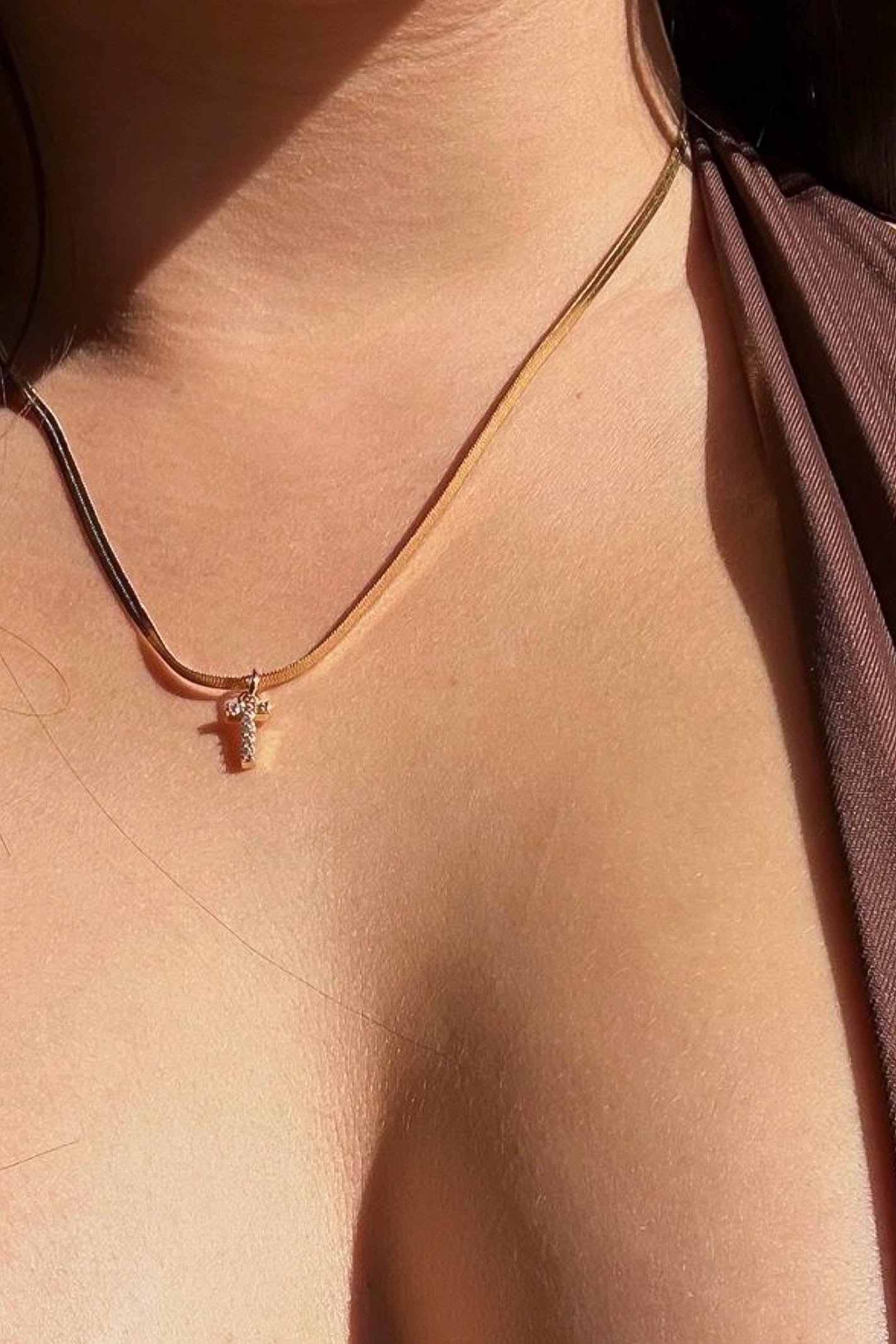 Gold Crystal Letter Necklace