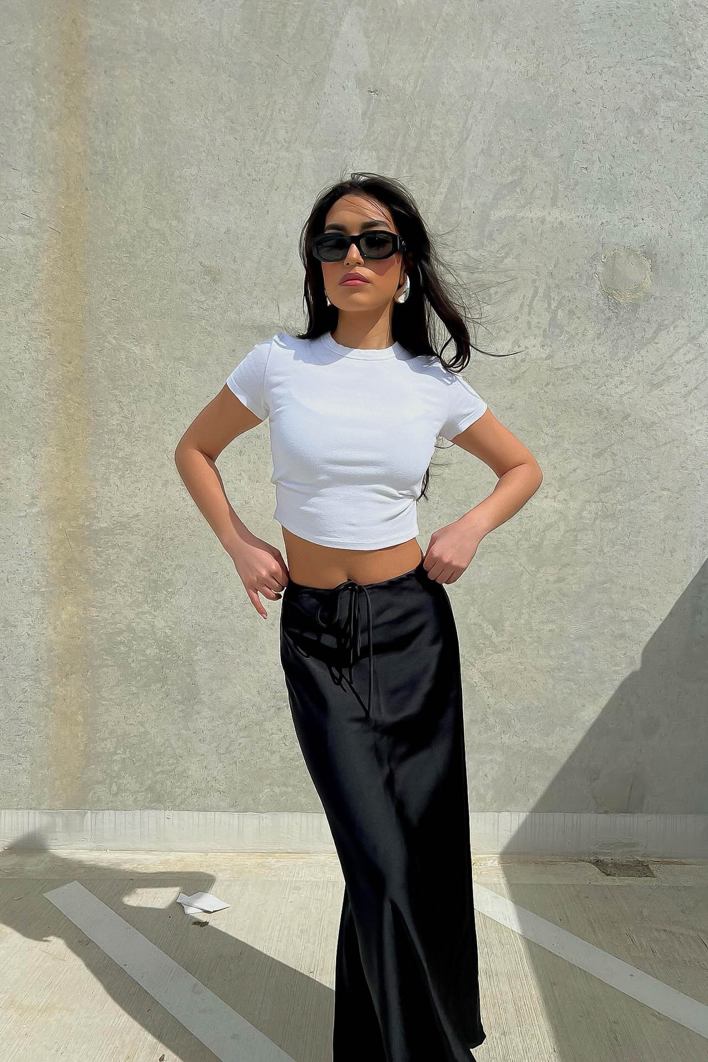 Black Silky Maxi Skirt