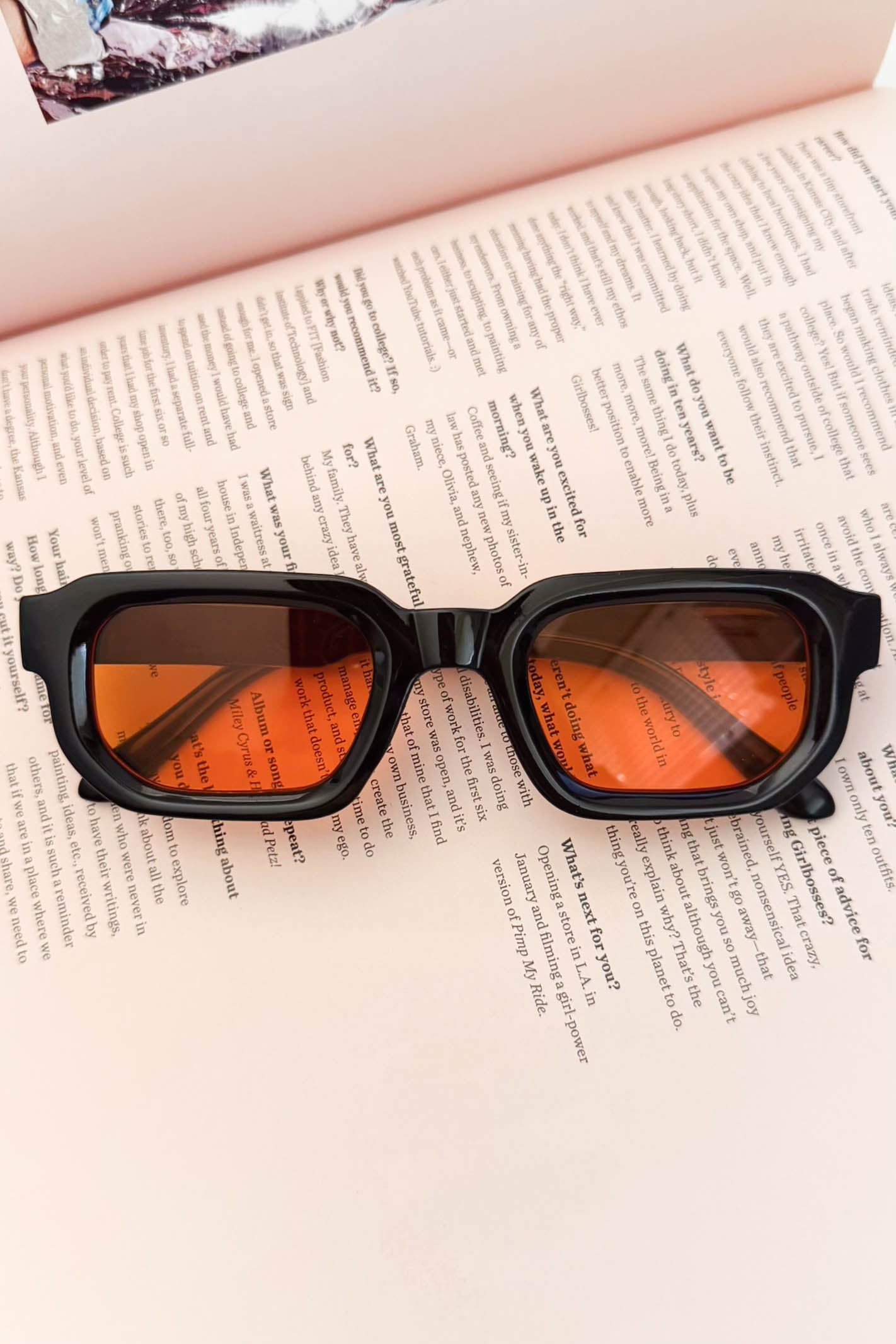 Orange lens sunglasses