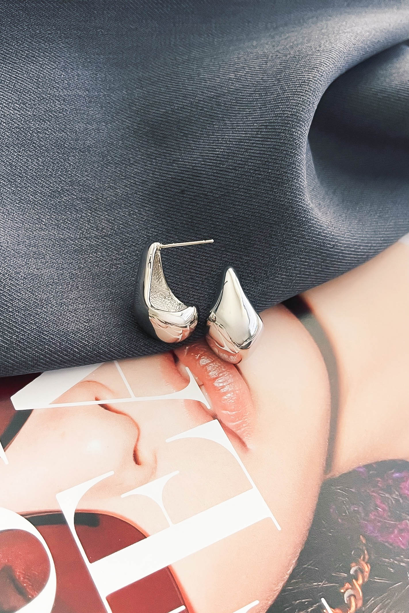Irregular Teardrop Earring Silver