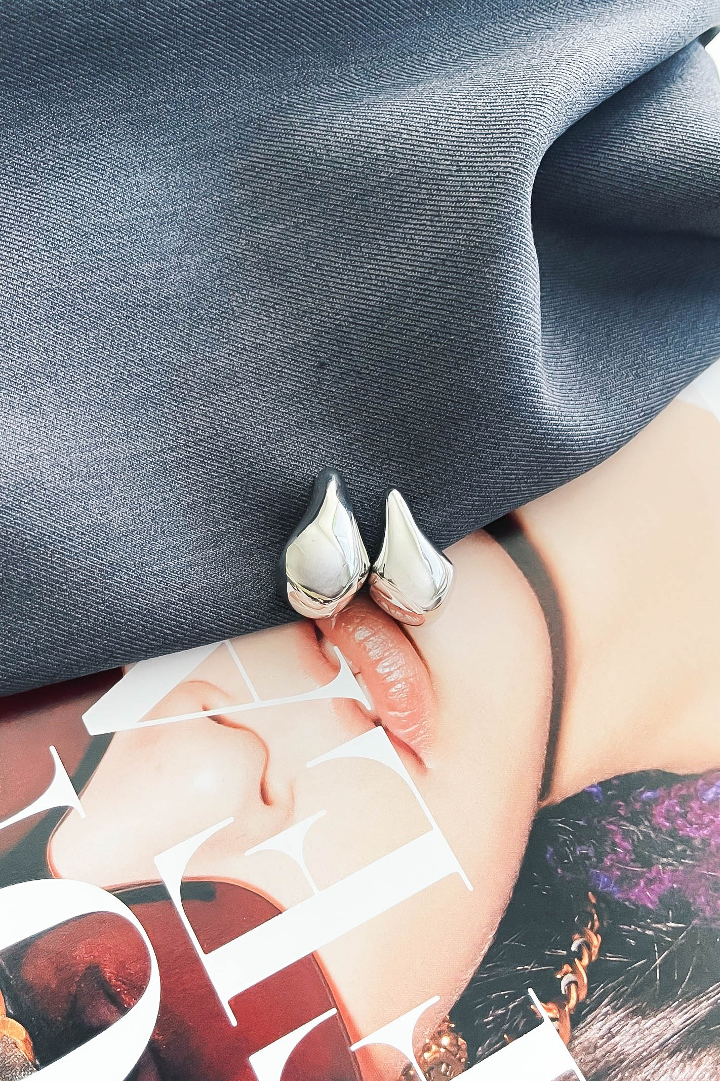 Irregular Teardrop Earring Silver