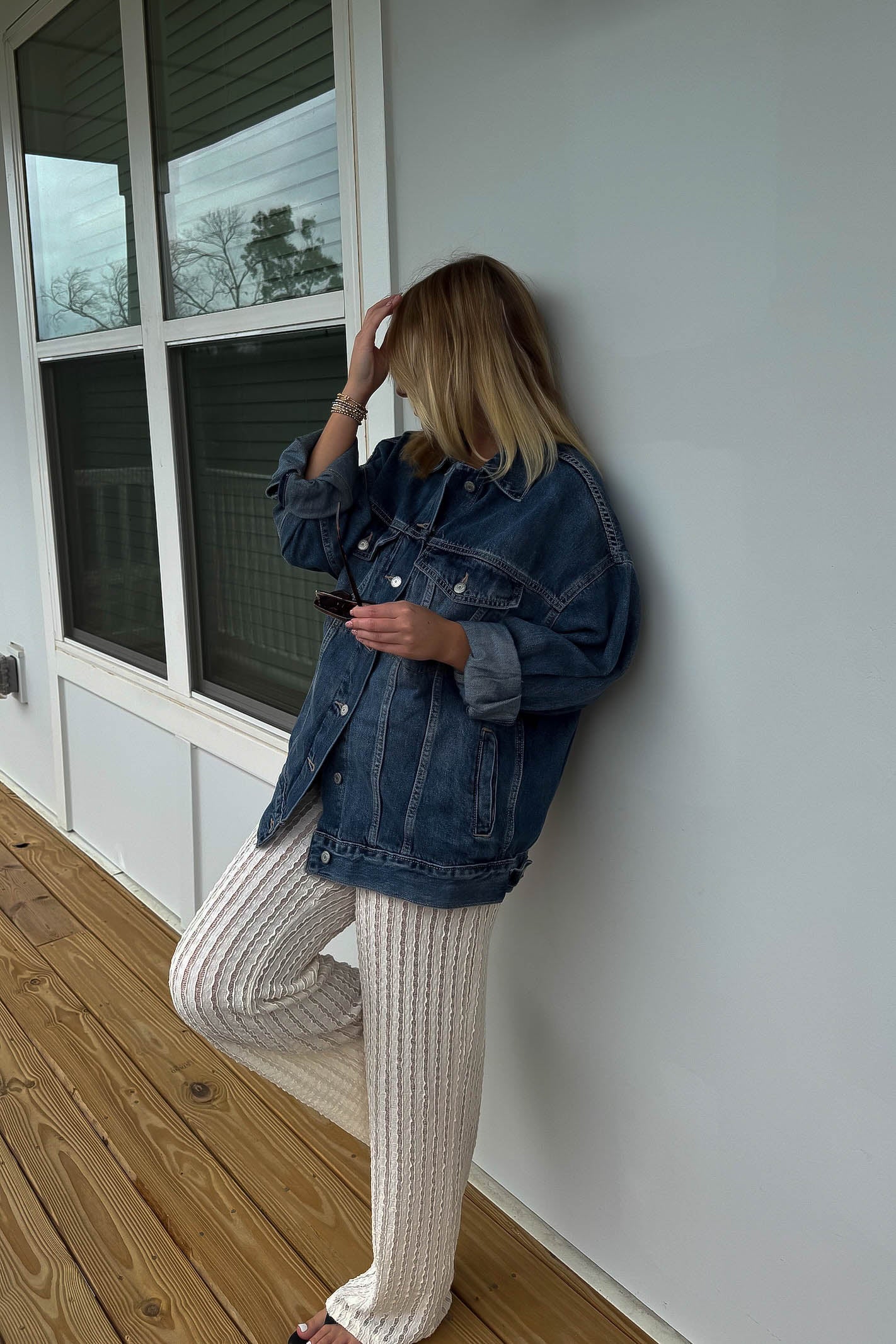 Women&#39;s cream lace pants