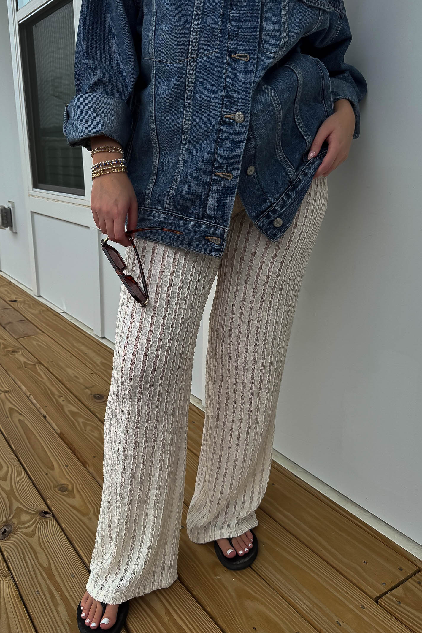 Women's cream lace pants