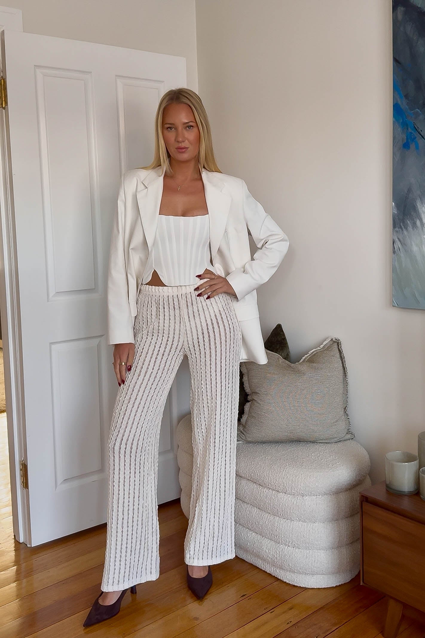 Women's cream lace pants