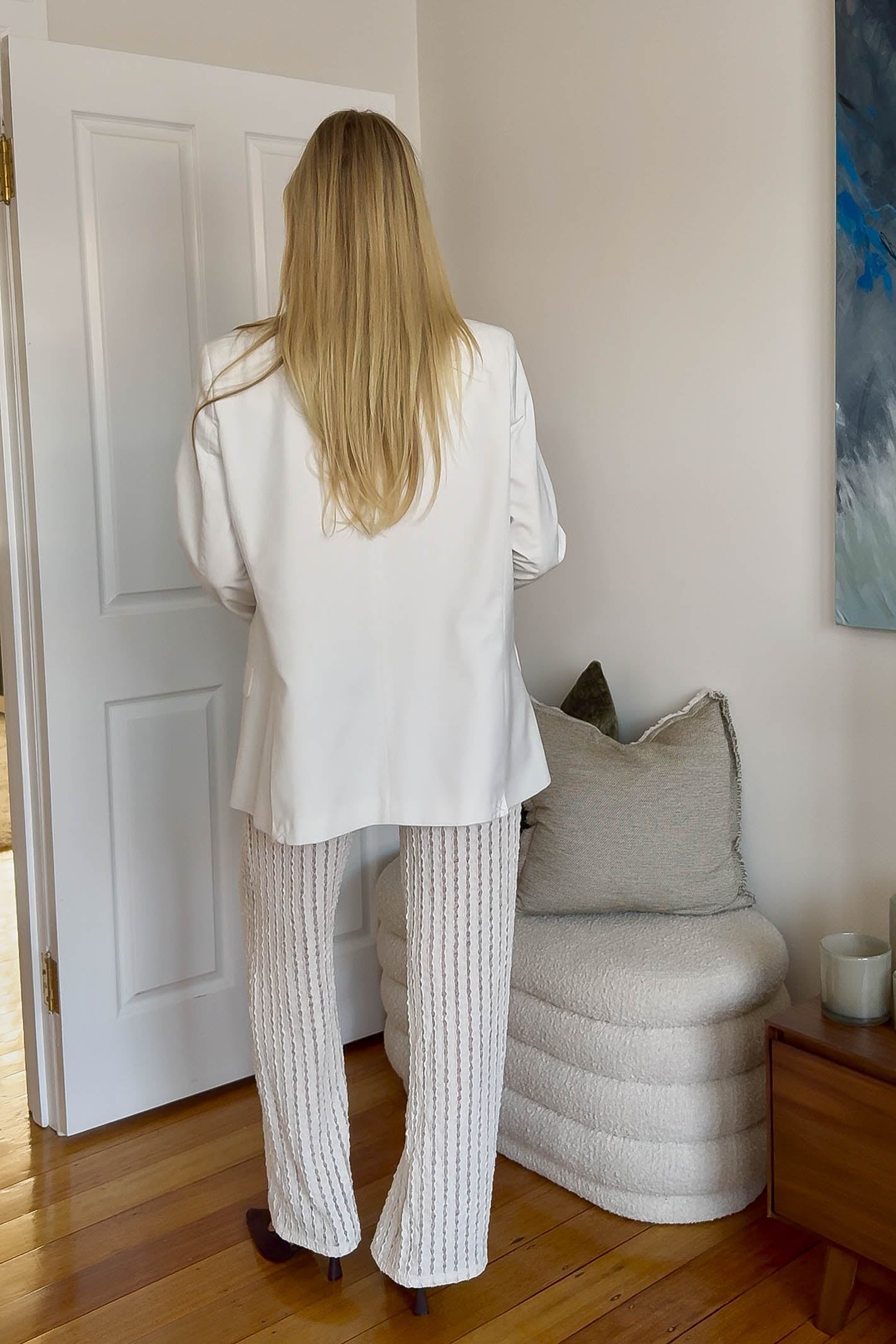 Women&#39;s cream lace pants