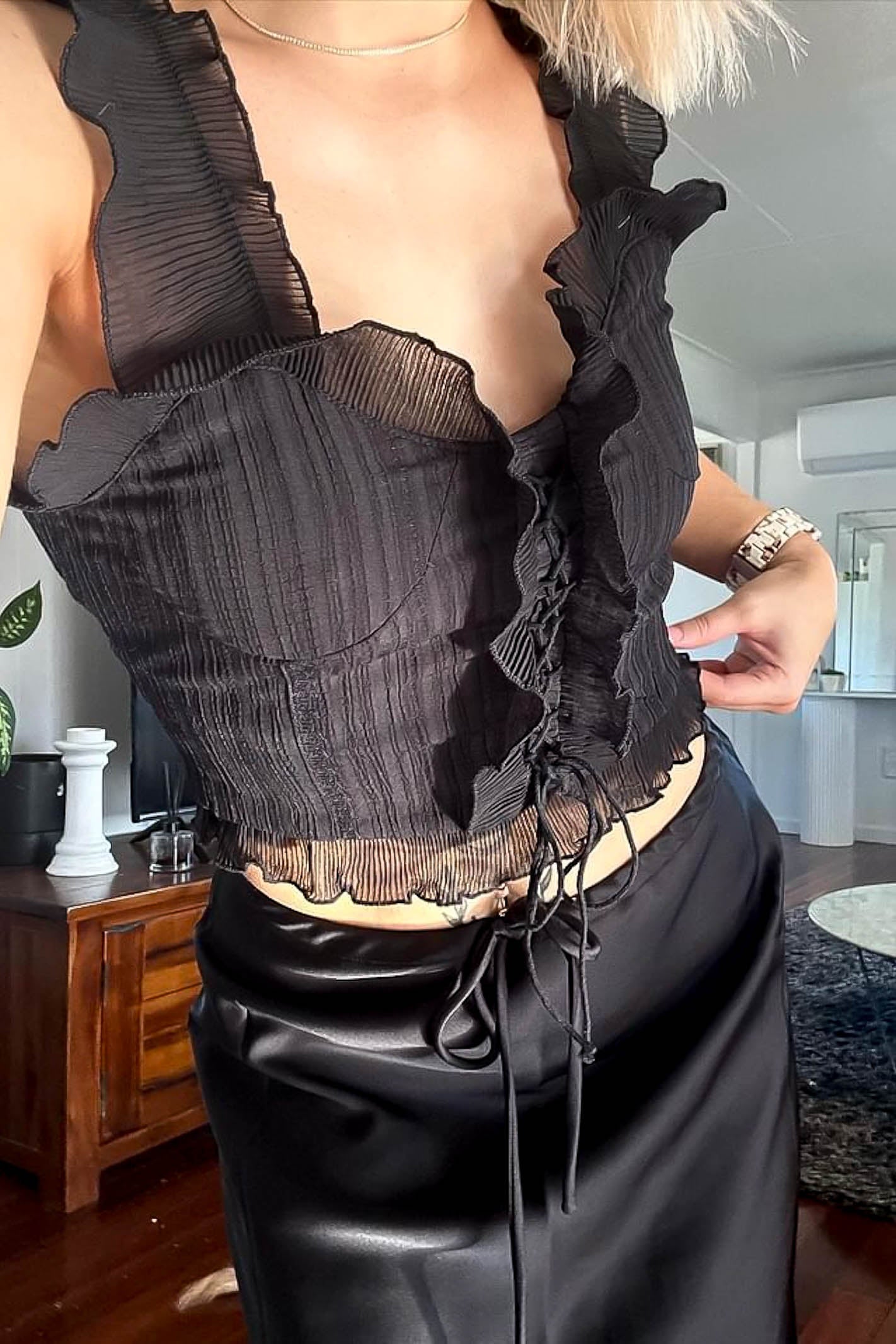 Black Ruffle Cami
