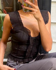 Black Ruffle Cami