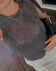 Black Mesh Tank Top