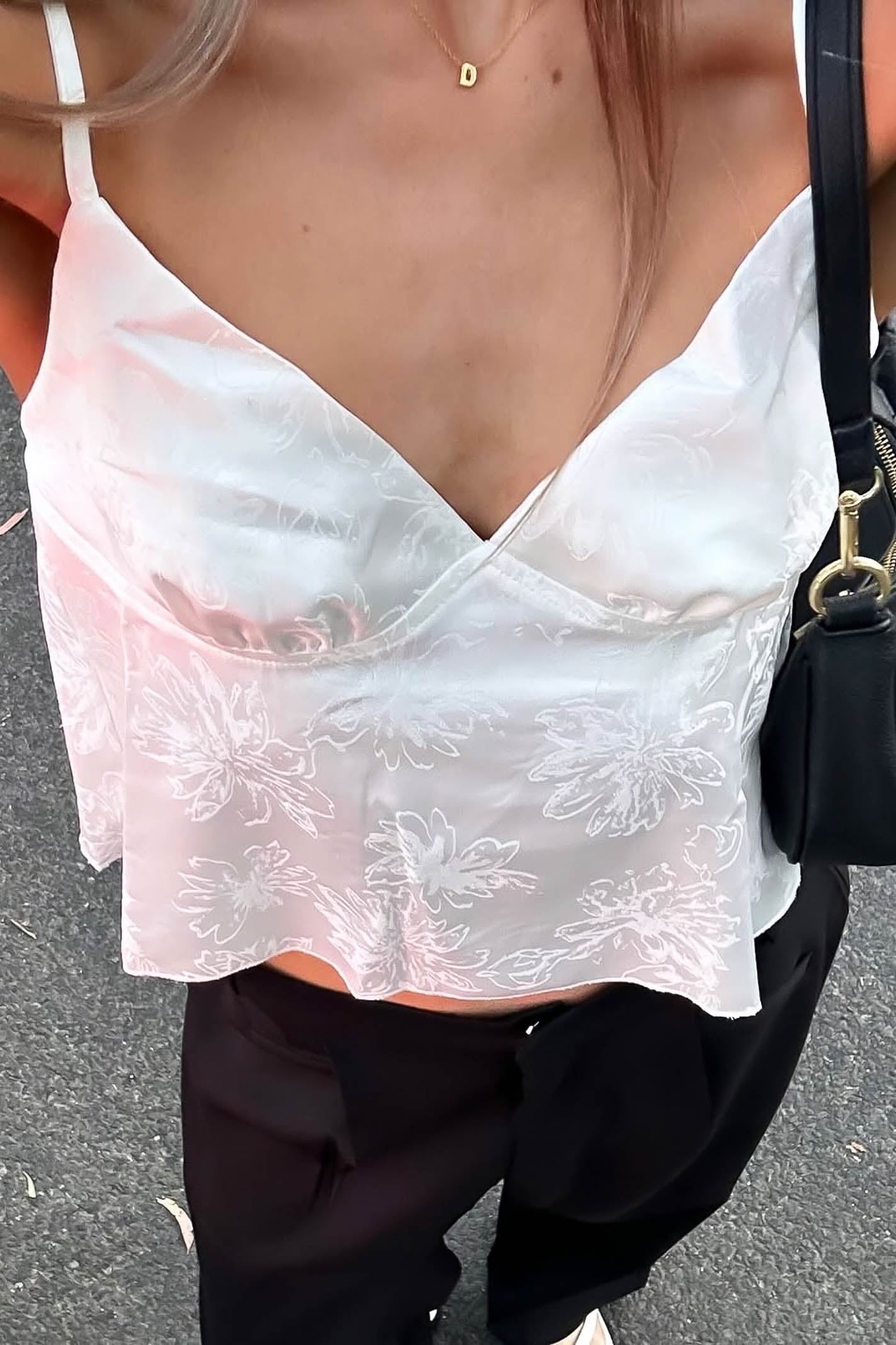 White silky cami top