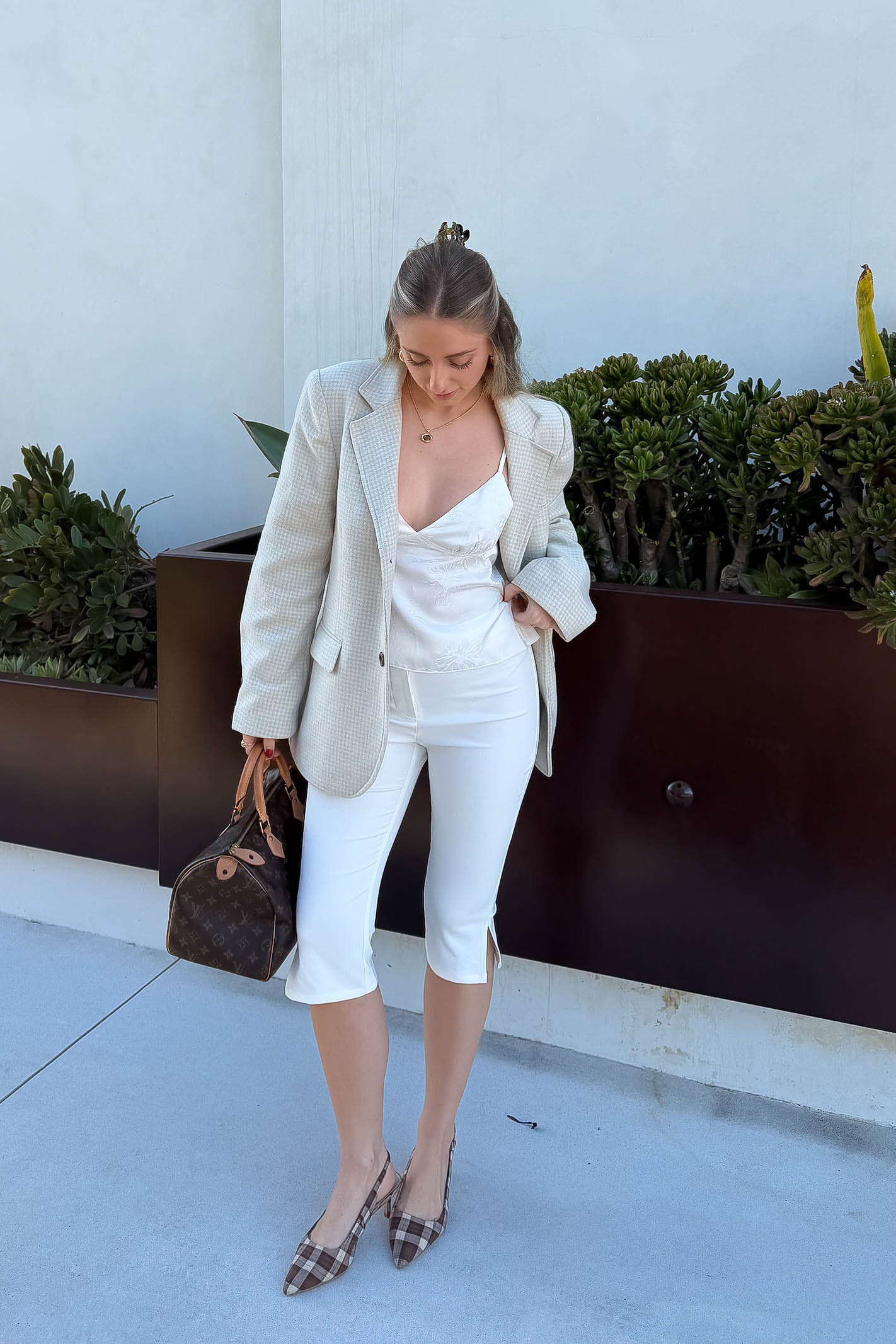 White silky cami top