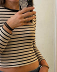 Beige and black striped top
