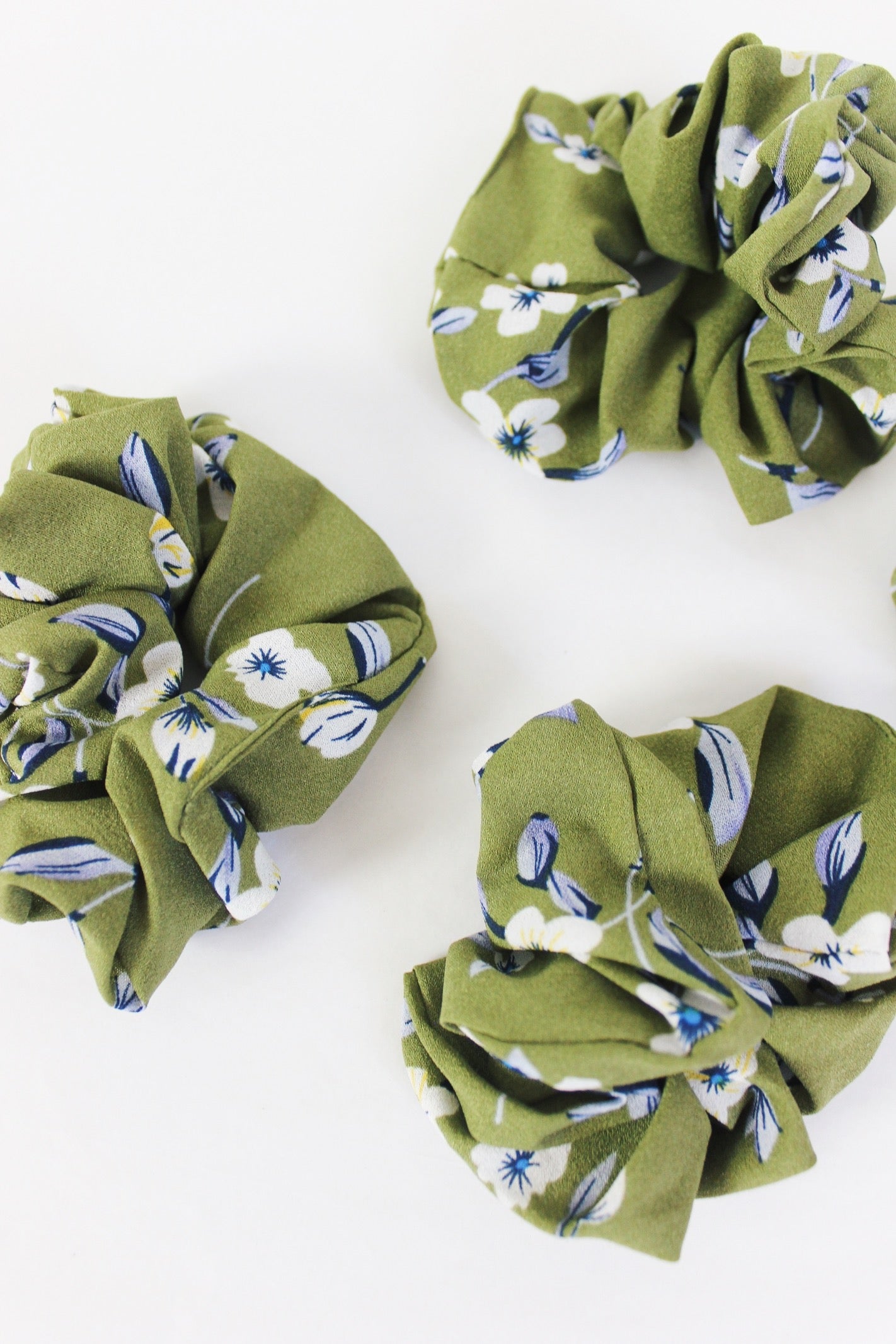 khaki green hair scrunchie