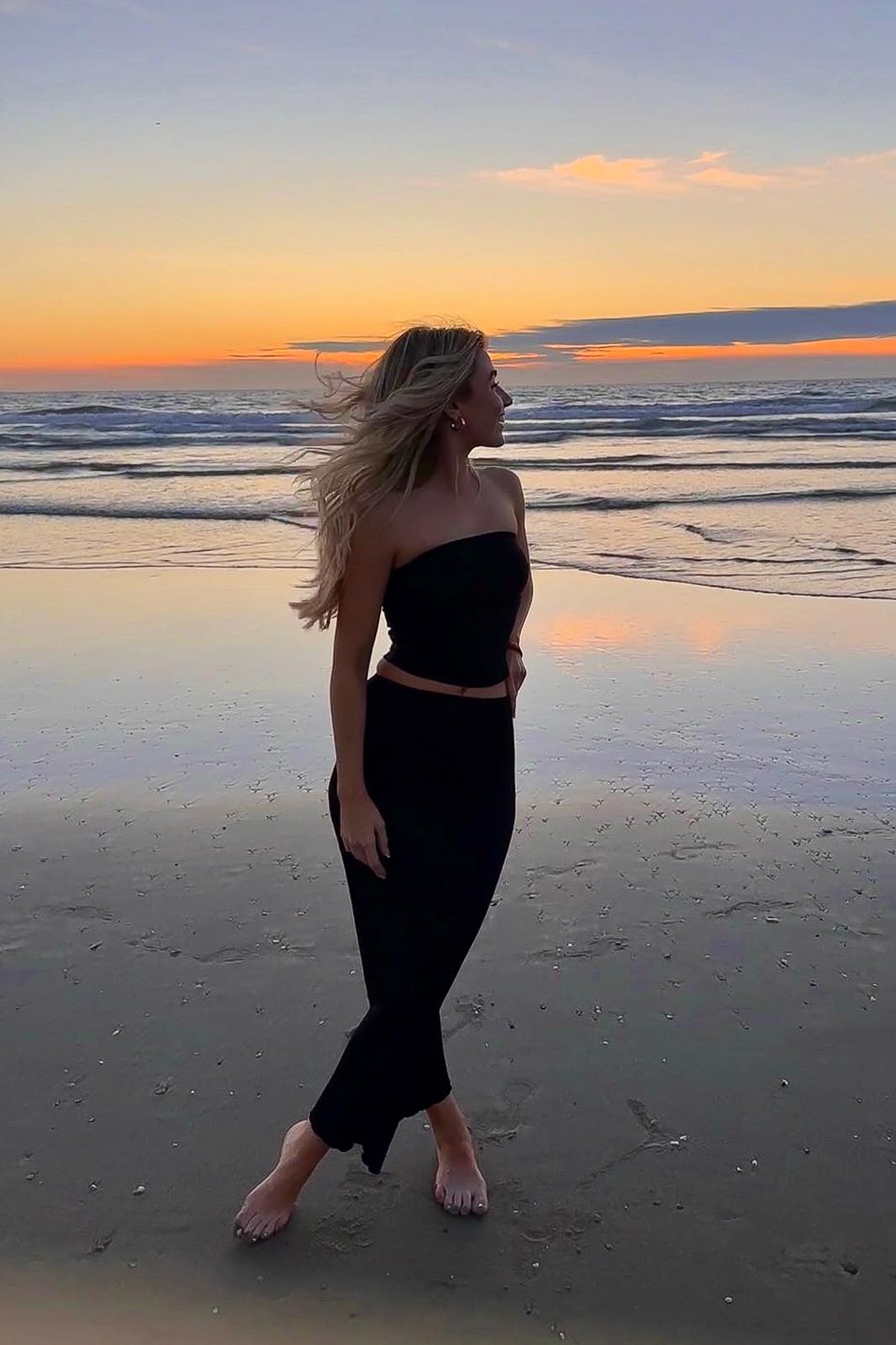 Black Ribbed Midi Skirt